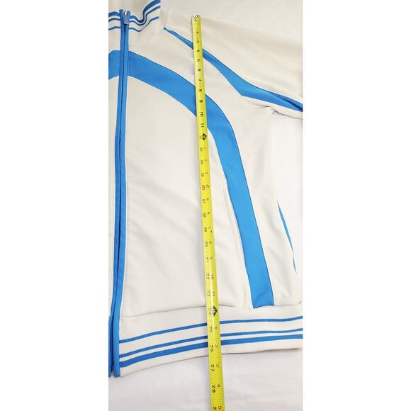 Nike Sz M Mens Weight Full Zip Whit Jacket With Blue Stripe Ca15 - Picture 2 of 9